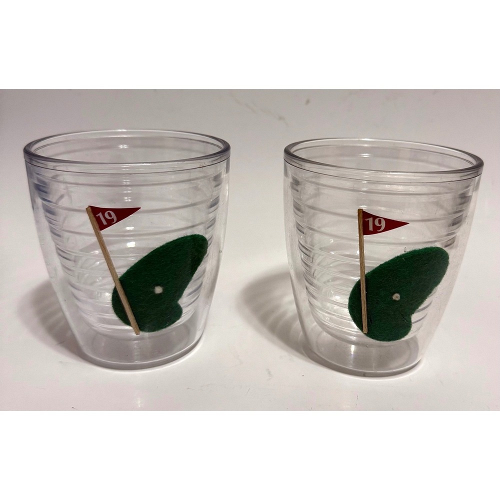 Tervis Tumbler 10oz Lowball Glasses Set of 2 Golf 19th Hole Insulated Clear Cup